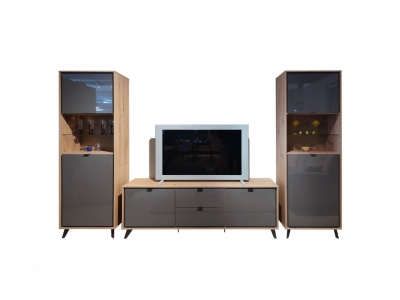 Sekcija Cornice TV tumba + 2 vitrīnas